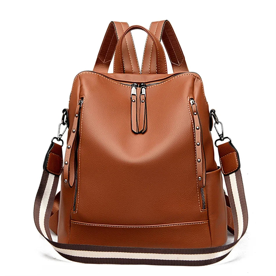 Mochila de cuero impermeable elegante para estudiantes jóvenes | Duradera y a la moda