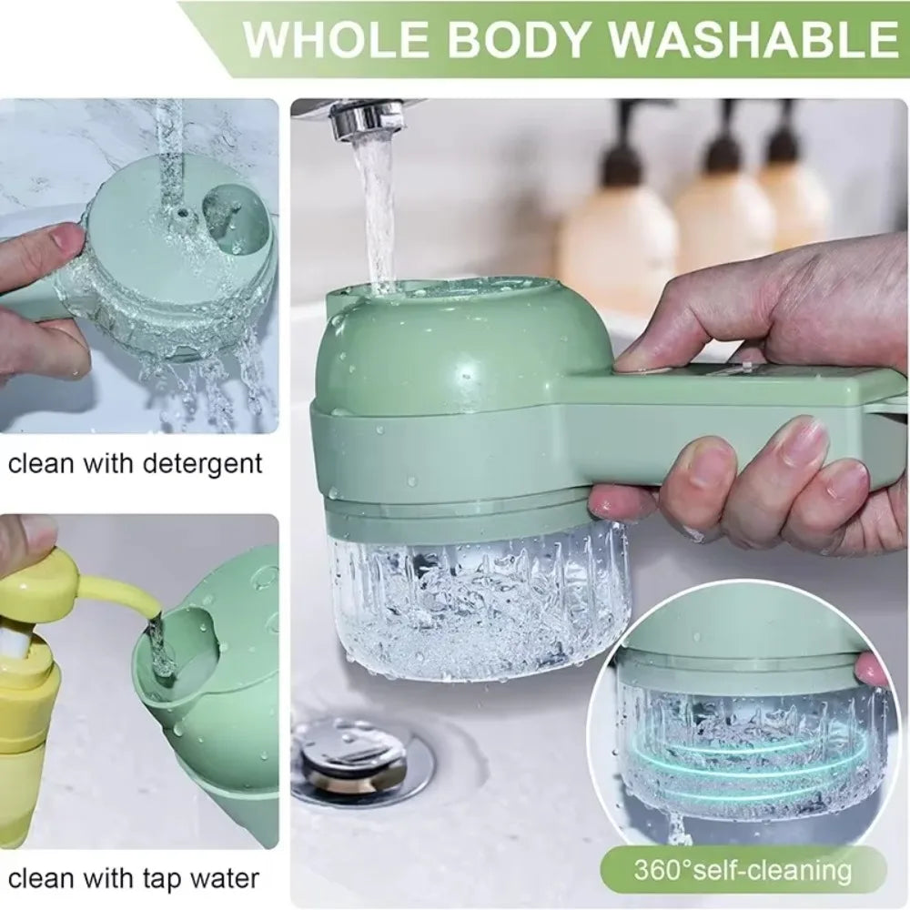 4-in-1 Electric Garlic Mincer & Vegetable Cutter Set | Easy Clean
