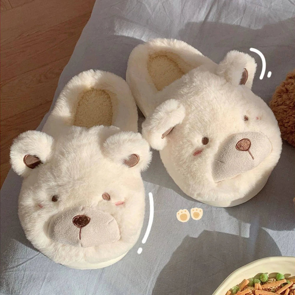 Adorable Bear Plush Slippers | Cozy & Warm Indoor Footwear
