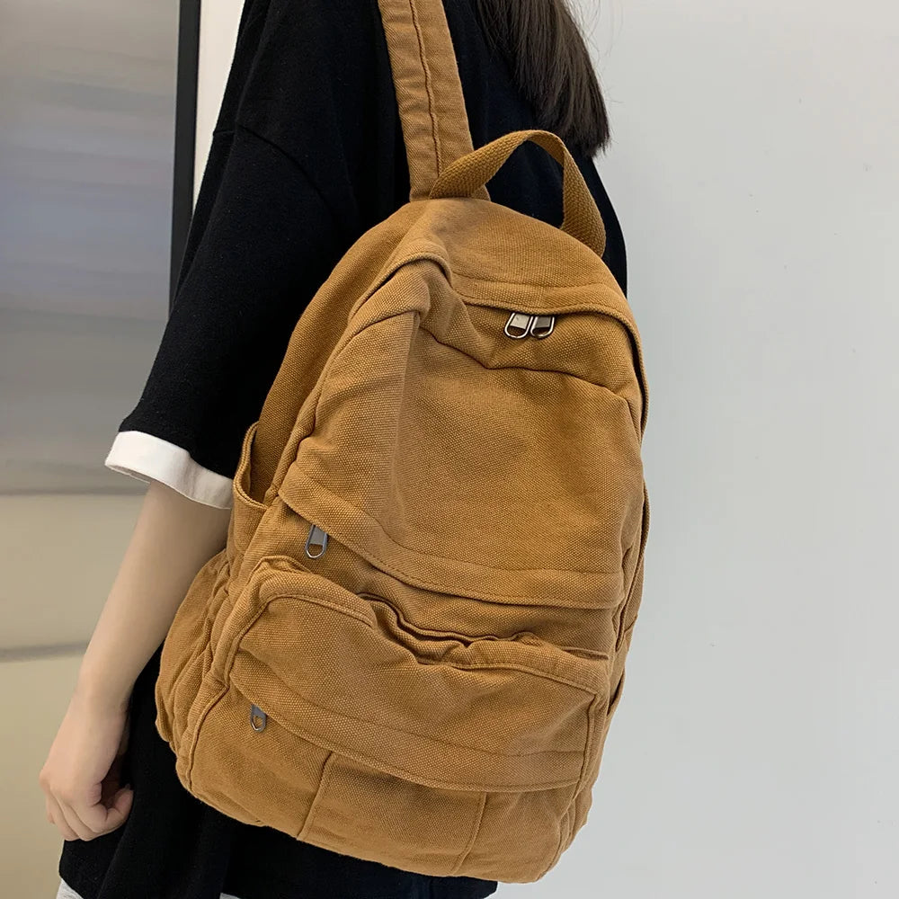 Stylish Vintage Fabric Backpack | Trendy & Functional Student Bag