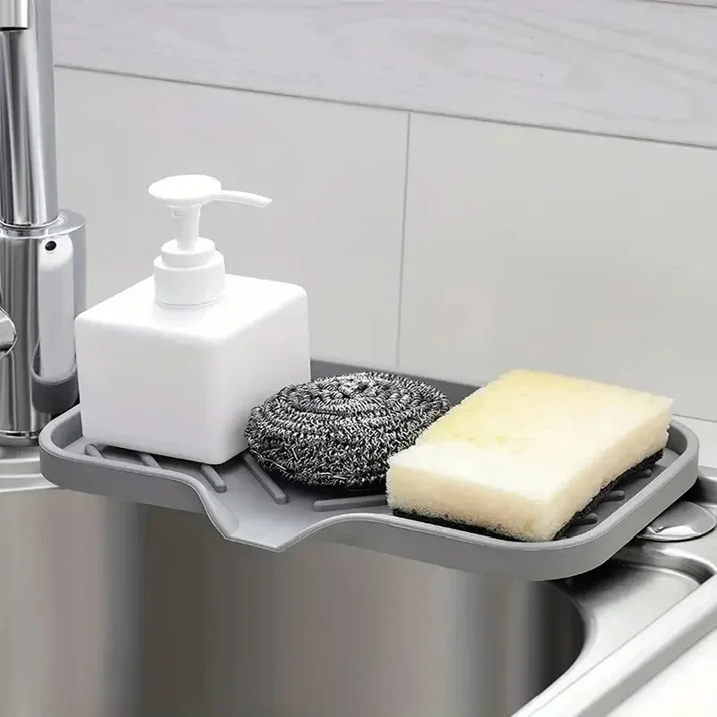Versatile Silicone Kitchen Storage Rack Tray with Drainage Solution