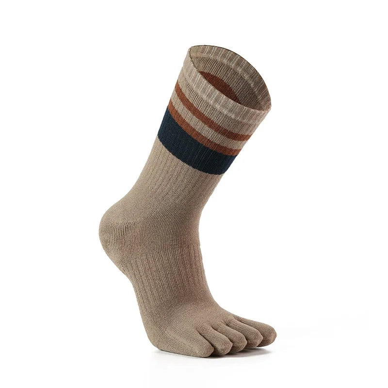 Thick Cotton Striped Winter Toe Socks for Men | Ultimate Warmth