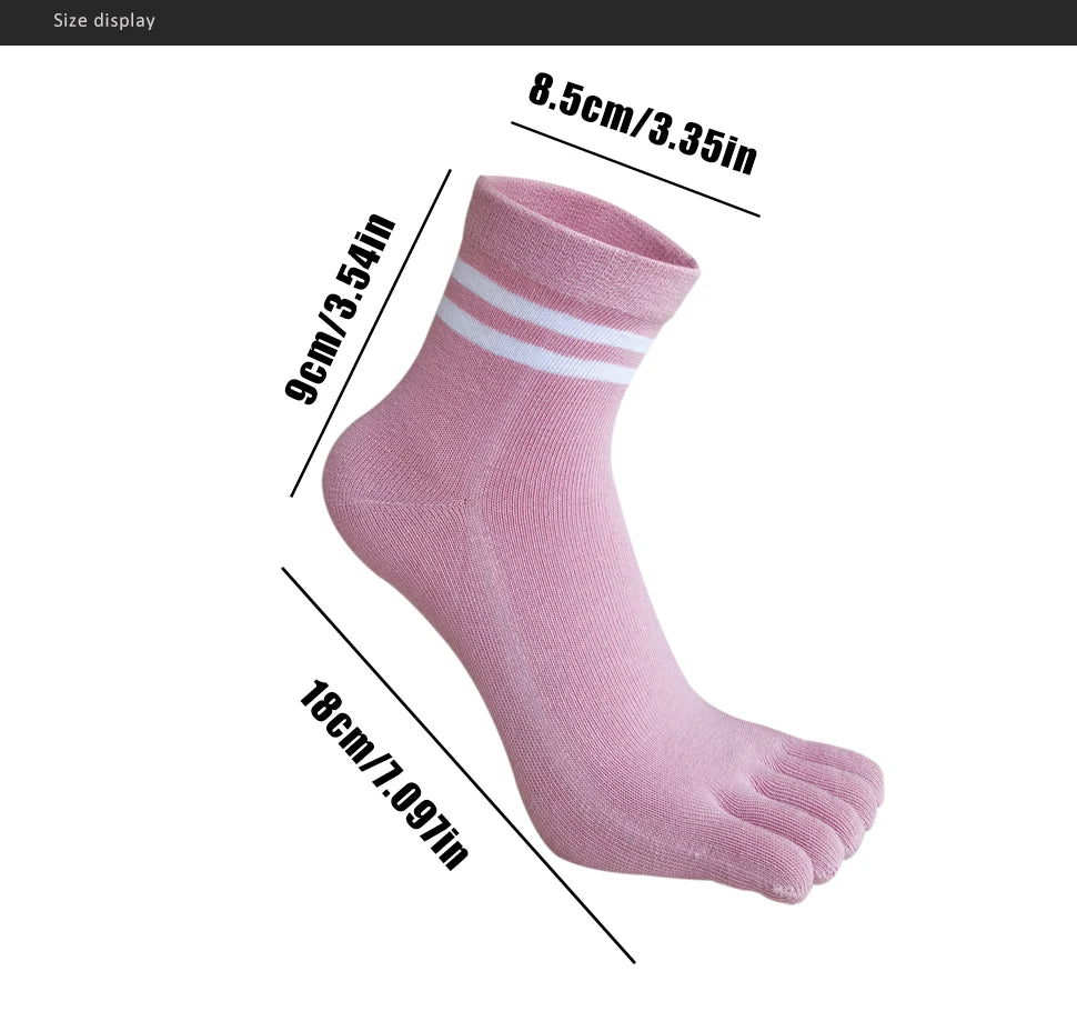 Women's Breathable Cotton Striped Invisible 5 Finger Socks | Soft Comfort