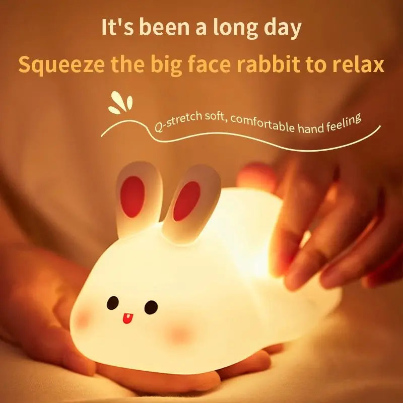 Cute Piggy Bunny Night Light | Soft Silicone Lamp for Kids