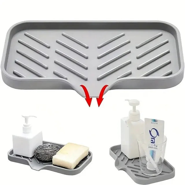 Versatile Silicone Kitchen Storage Rack Tray with Drainage Solution