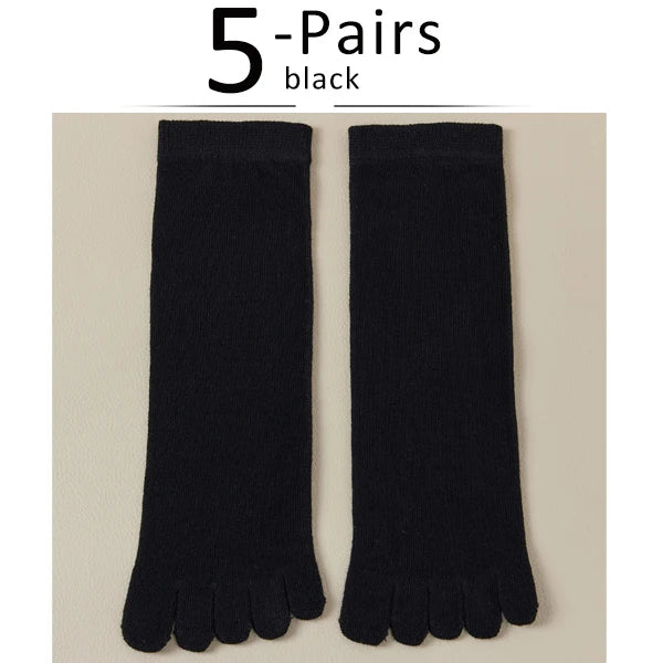 5 Pairs Women's 5 Finger Socks | Comfortable Cotton Toe Socks