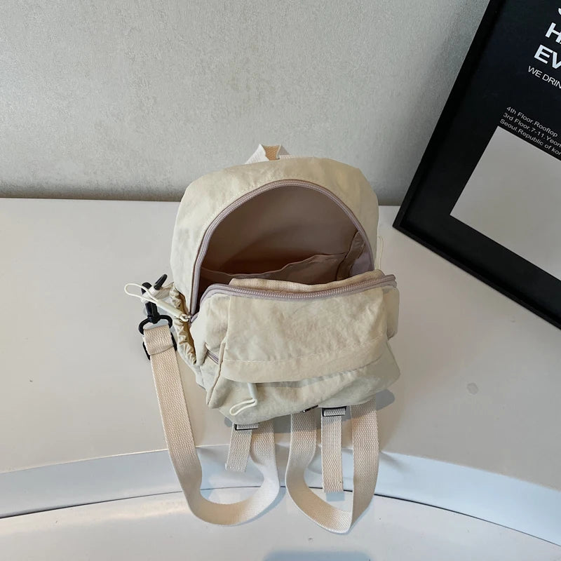Versatile Solid Color Unisex Small Backpack | Large Capacity Design