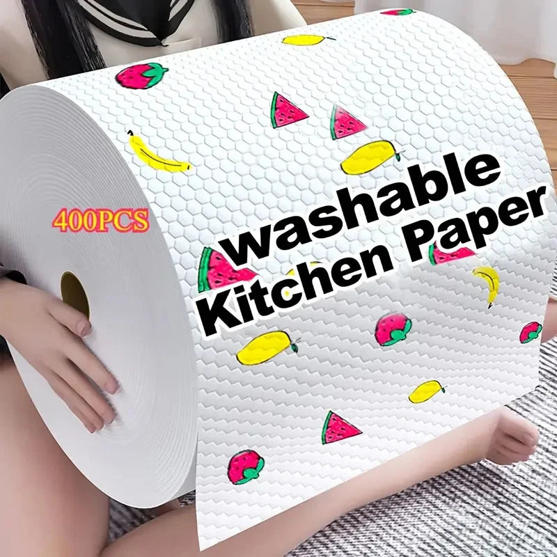 400Pcs Washable Kitchen Paper Towels | Dual-Purpose Cleaning Cloths