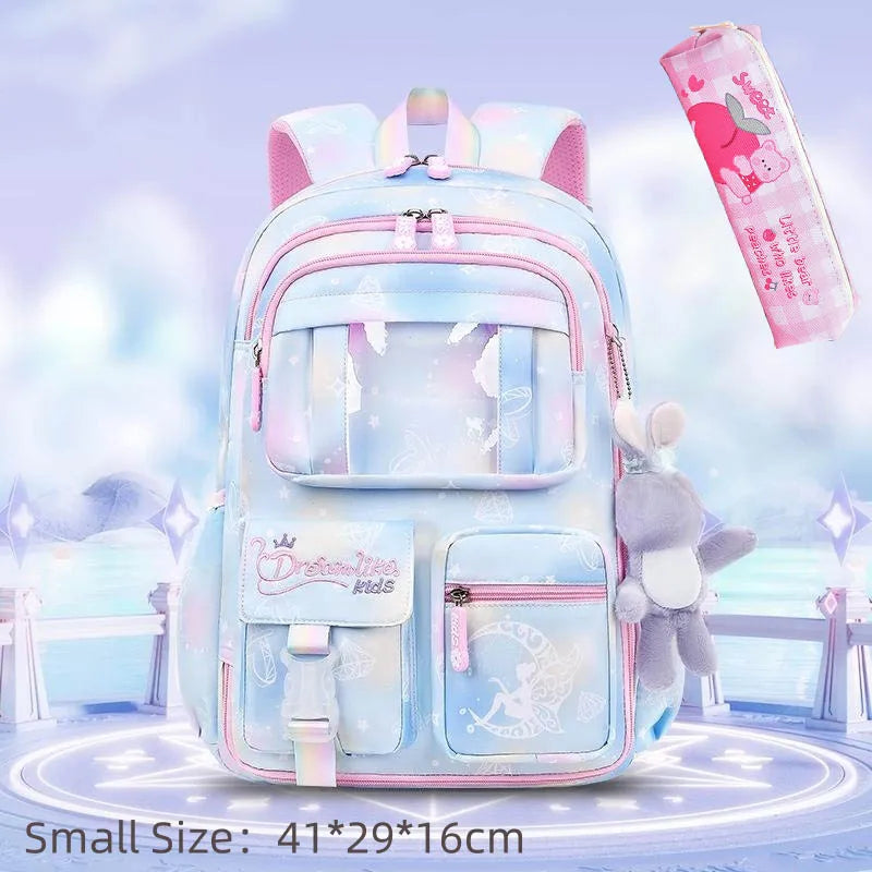 Cute Waterproof Rainbow Backpack for Girls | Spine Support Design