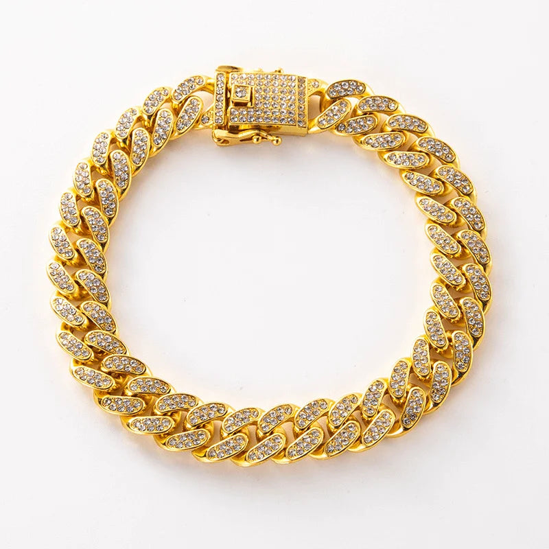Luxury Hip Hop Dog Collar | Gold Tone Stainless Steel Pet Jewelry