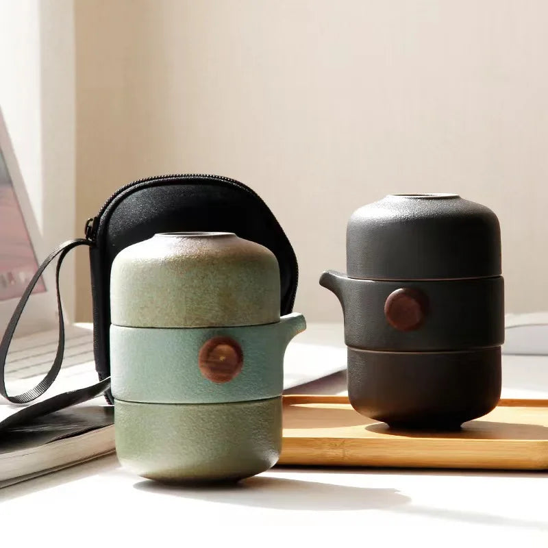 Japanese-Style Handmade Ceramic Teapot Set for Home & Travel