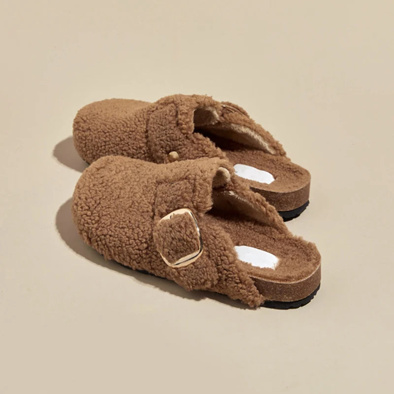 Women's Warm Faux Lamb Wool Mules Slippers for Ultimate Comfort