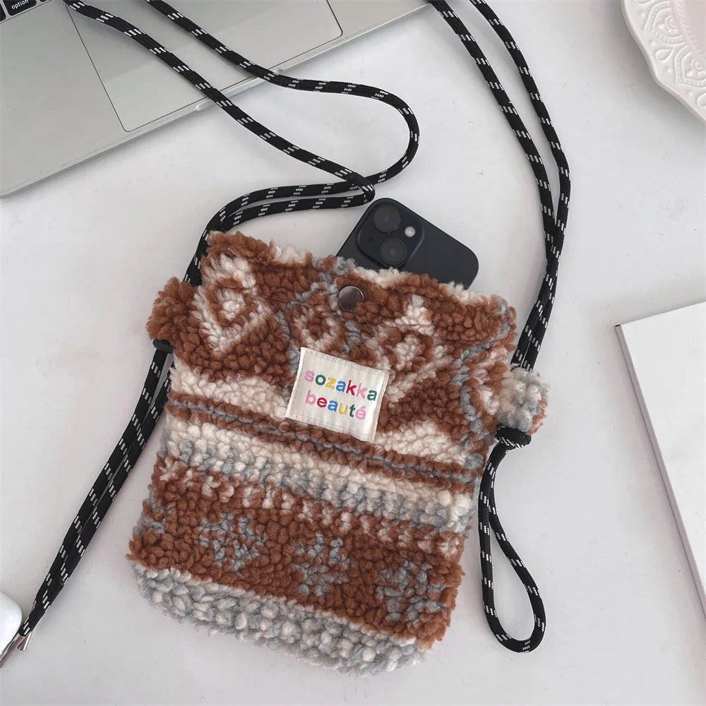 Cute Plush Dot Crossbody Bags for Women | Portable Shoulder Bag