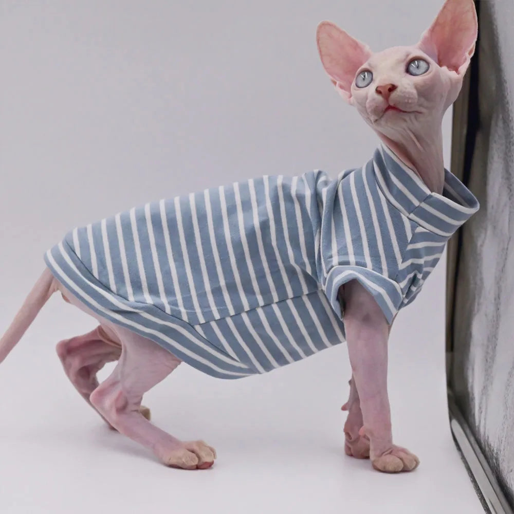 Soft Pet T-Shirt for Cats | Stylish Striped Spring Fleece Shirt