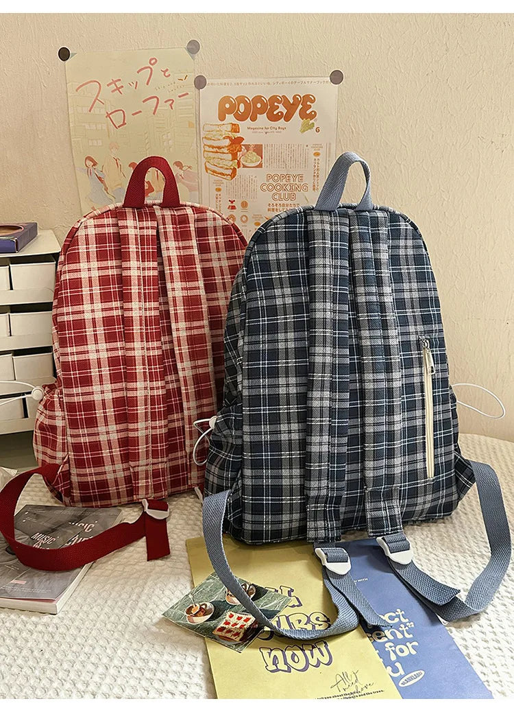 Large Capacity Plaid Backpack | Versatile Travel & School Bag