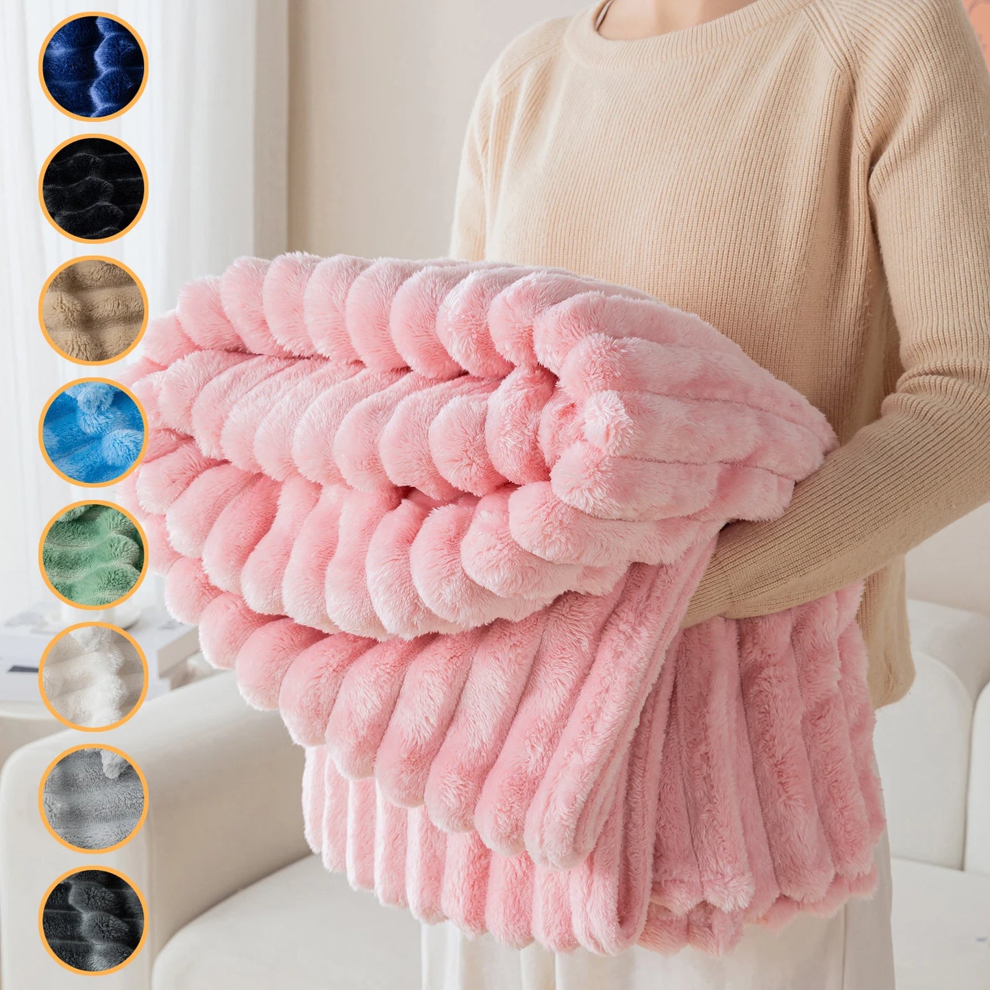 Thick Warm Flannel Blanket | Cozy Fleece Throw for All Seasons