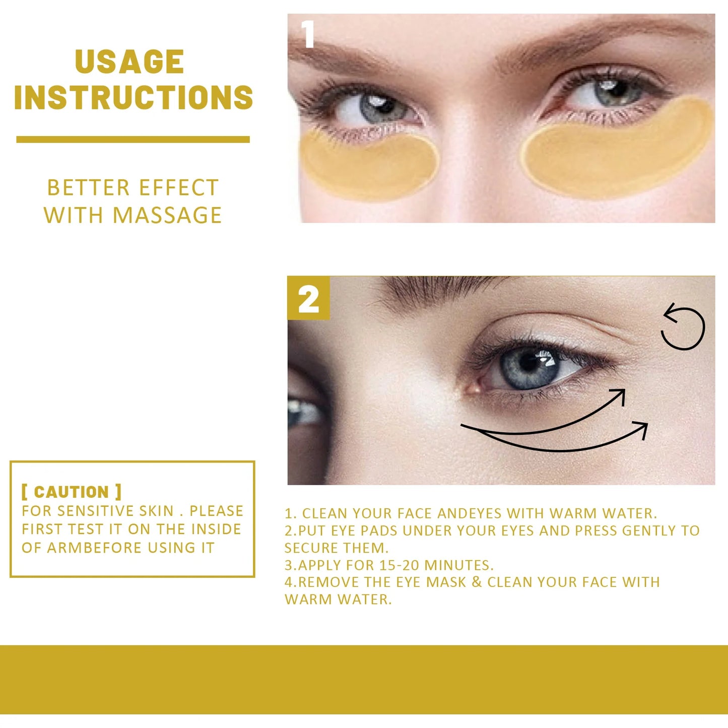 24k Gold Under Eye Patches | Anti-Aging Eye Mask for Dark Circles