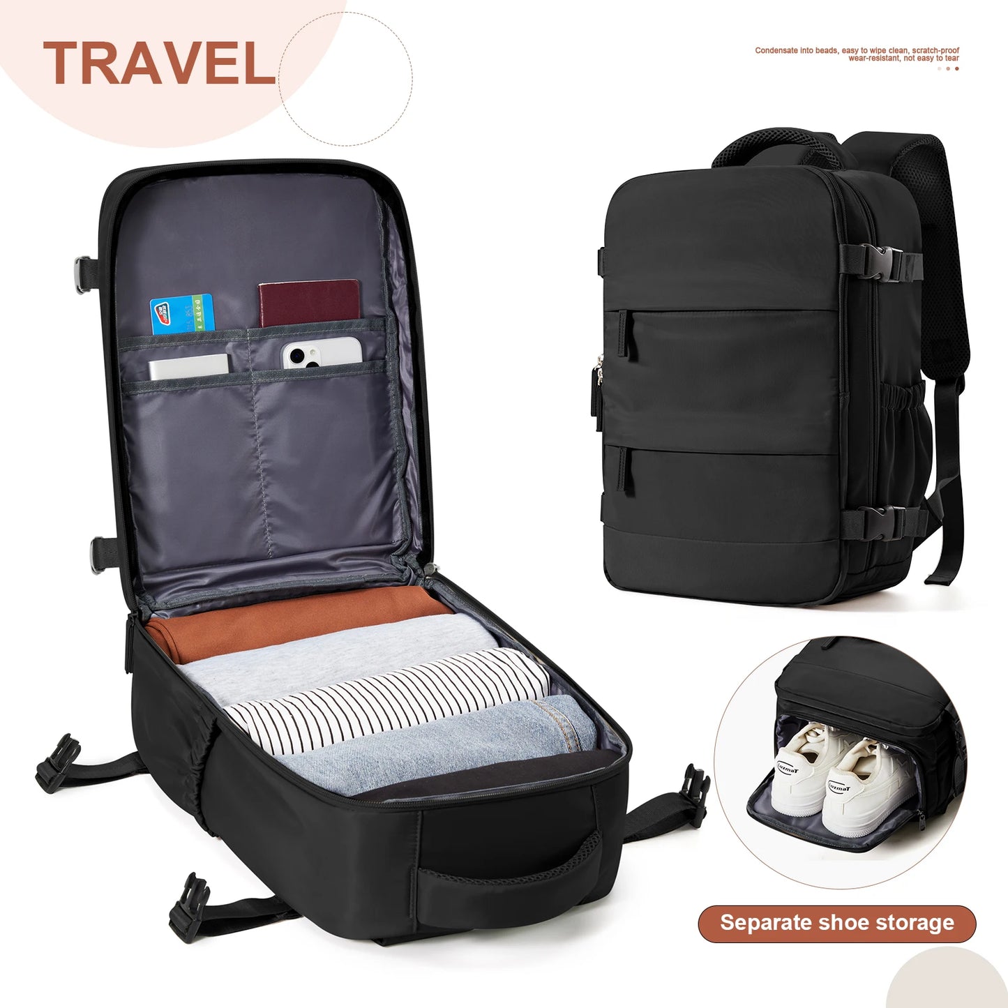 Mochila de viaje versátil 40x30x20 para hombre y mujer | Maleta de cabina