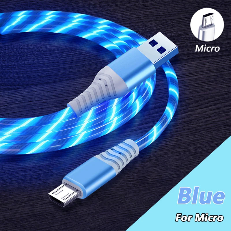 6A Fast Charging Glowing Micro USB & Type C Cable