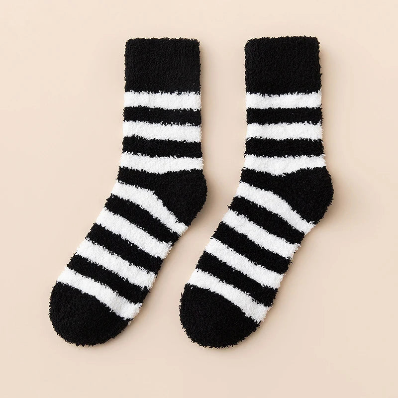 Cozy Striped Winter Plush Socks for Men & Women | Warm Comfort