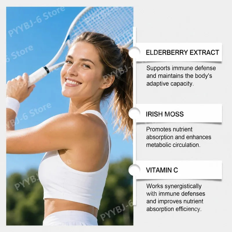 Elderberry Sea Moss Gummies with Vitamin C D3 & Zinc | Wellness Boost