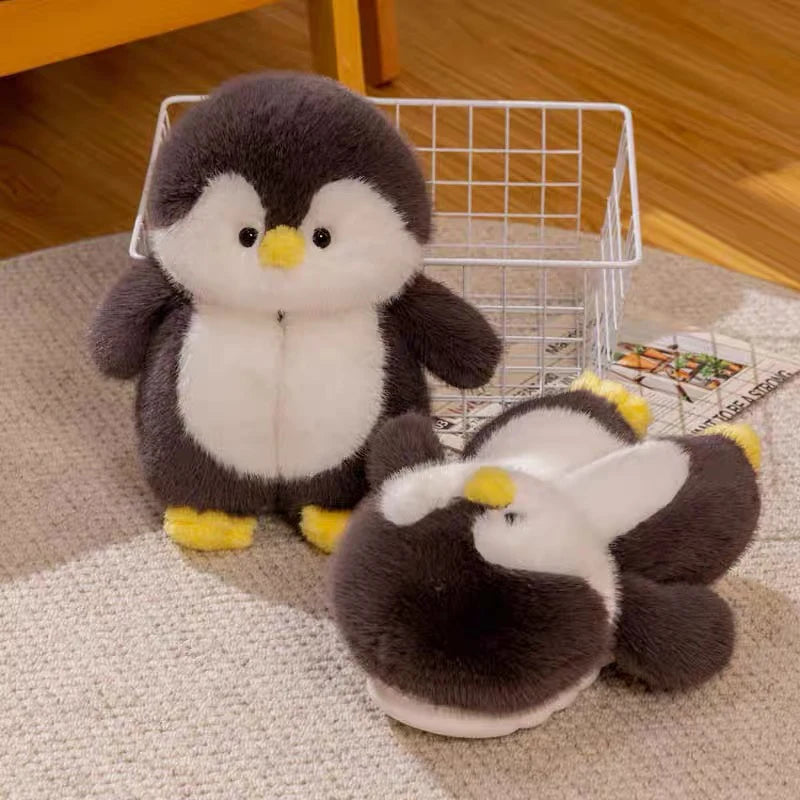 Cute Cartoon Penguin Cotton Slippers | Warm Plush Indoor Shoes