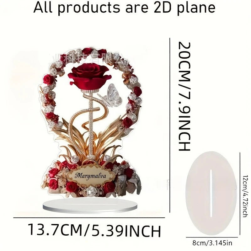 8-inch Flat Acrylic Rose Stand | Perfect Gift for Mom