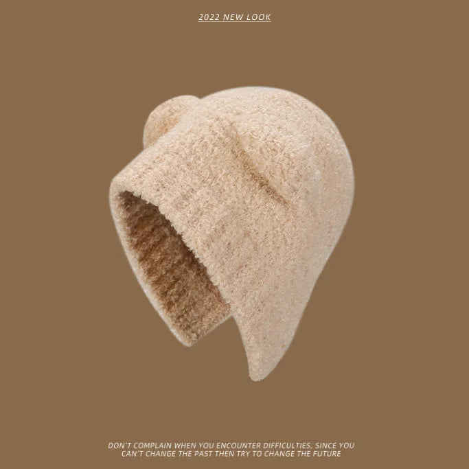 Women's Cute Bear Ear Plush Beanie | Cozy Winter Bomber Hat