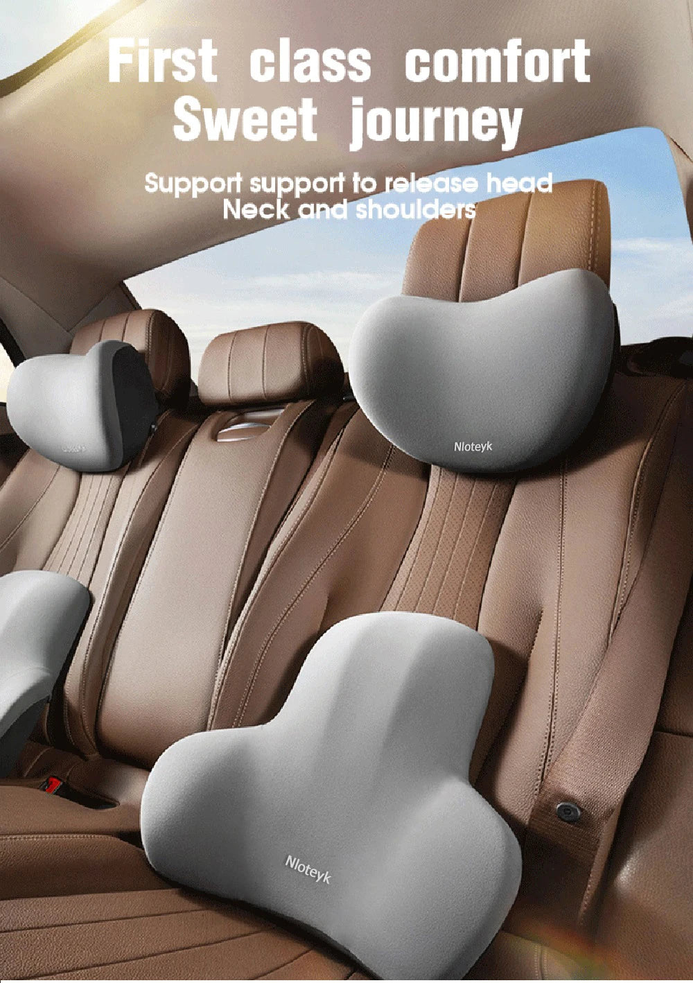 Memory Foam Car Neck Pillow | Breathable Lumbar Support Cushion