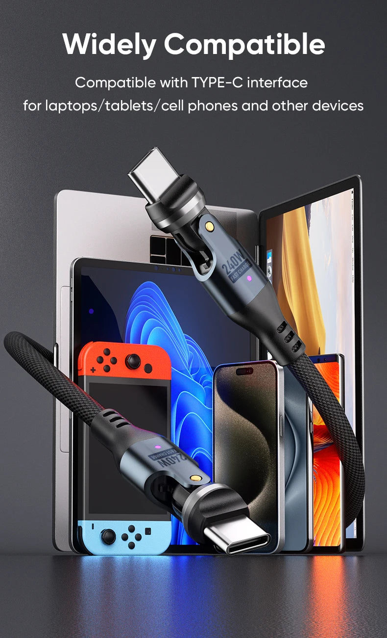 Rotating USB C to USB C Cable | Fast Charging Type C Cord