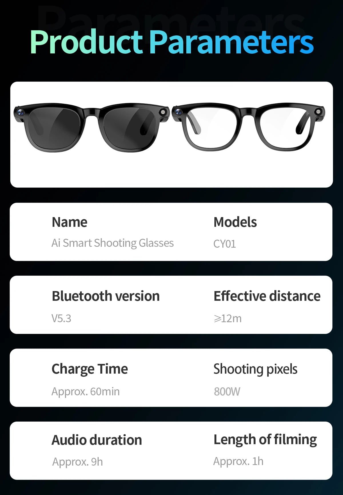 4K Smart AI Glasses with Camera and Voice Translation Features