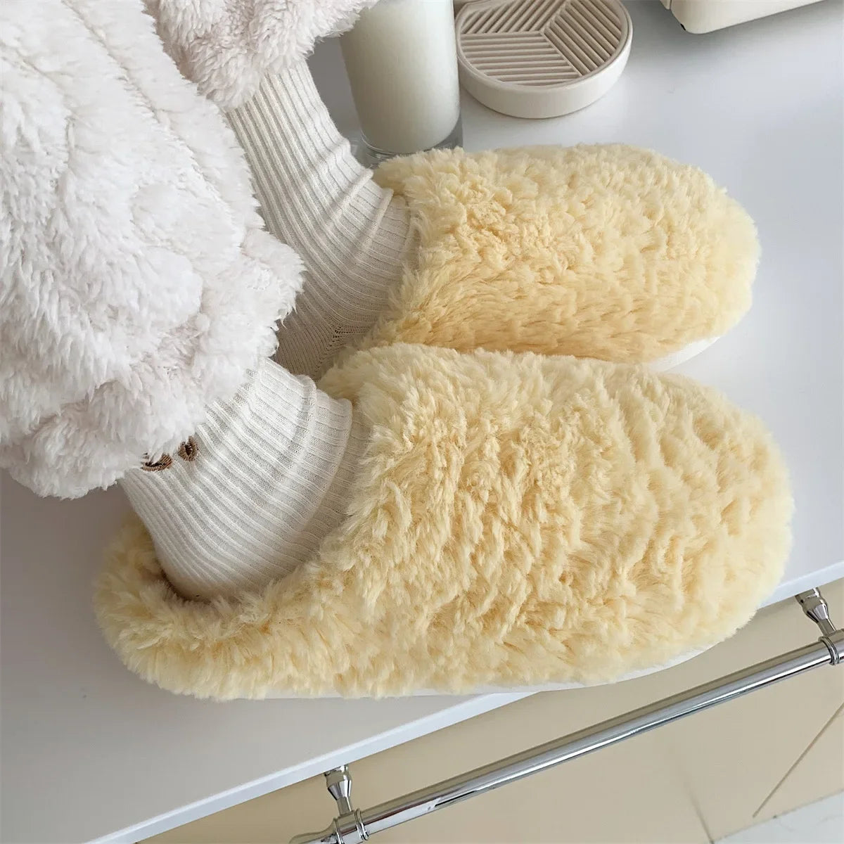 Cute Cartoon Plush Cotton Slippers for Women | Warm & Cozy