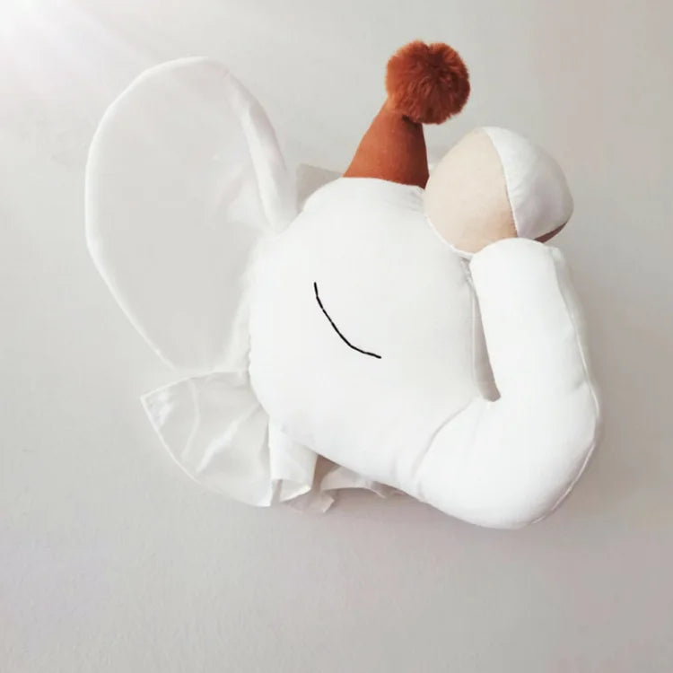 Adorable Elephant Head Wall Decoration | Charming Plush Toy
