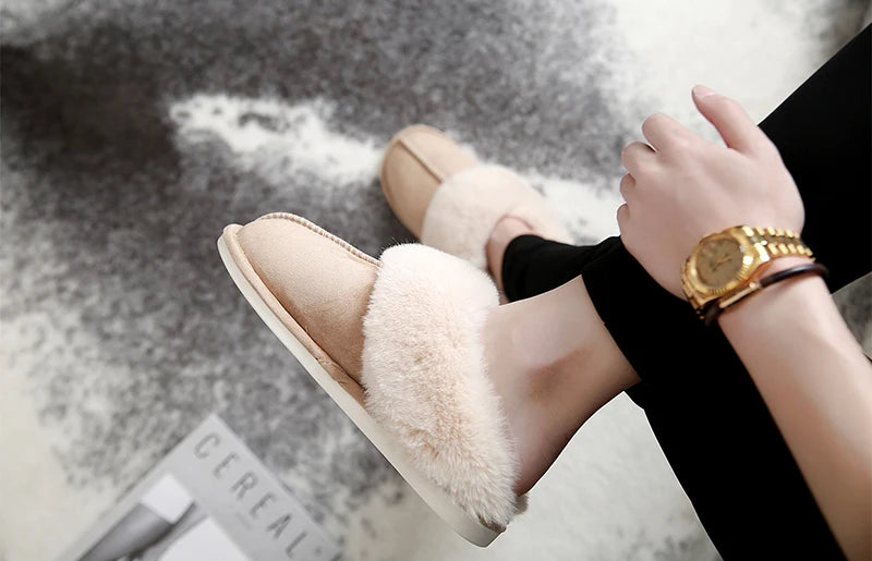 Women's Luxury Faux Suede Plush Slippers | Cozy Winter House Shoes