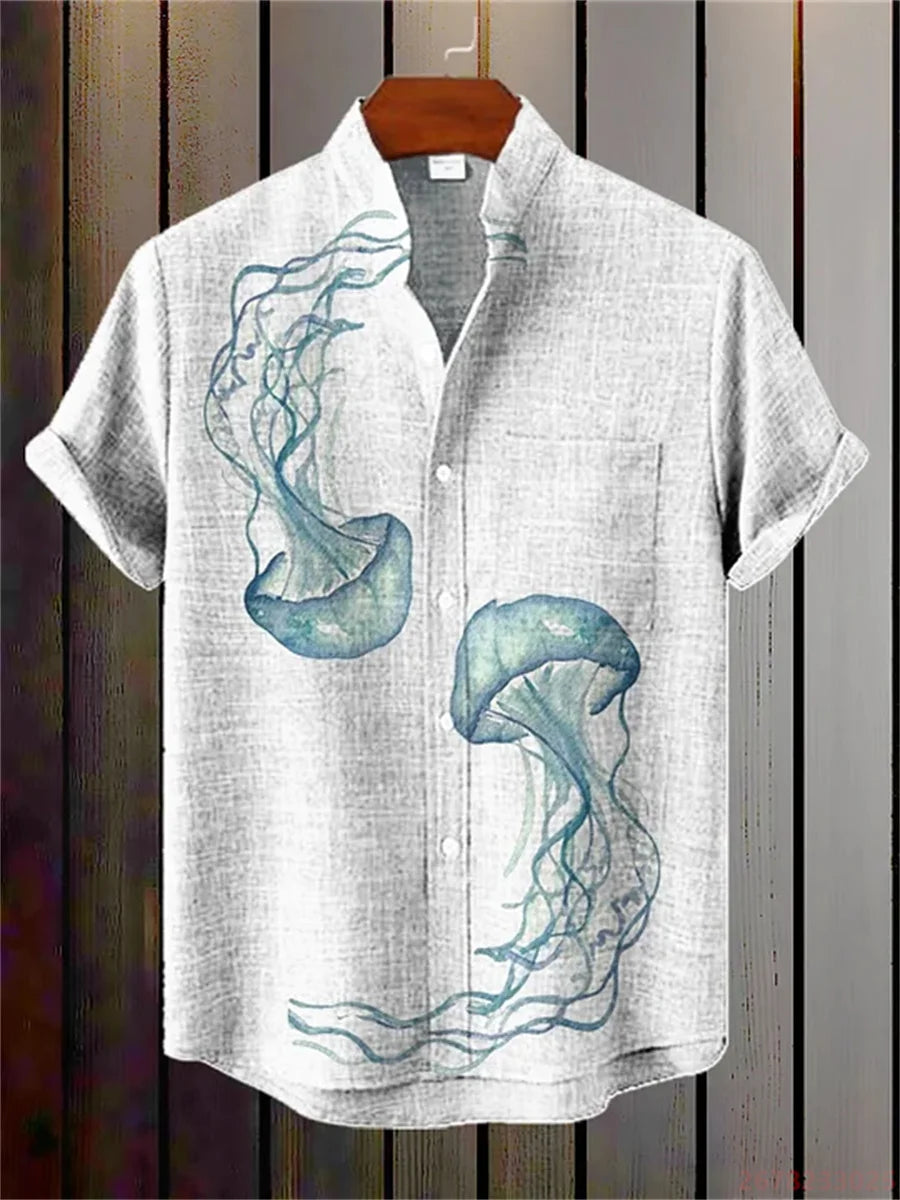 Men's Octopus Print Shirt | Loose & Breathable Hawaiian Top
