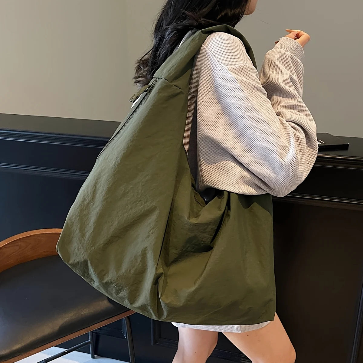Large Nylon Tote Bag for College & Everyday Use | Stylish & Functional