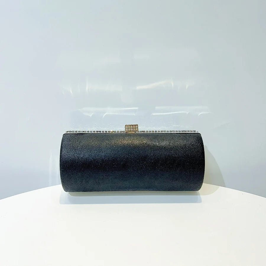 Cylindrical Crystal Evening Clutch Bag | Elegant Women's Purse