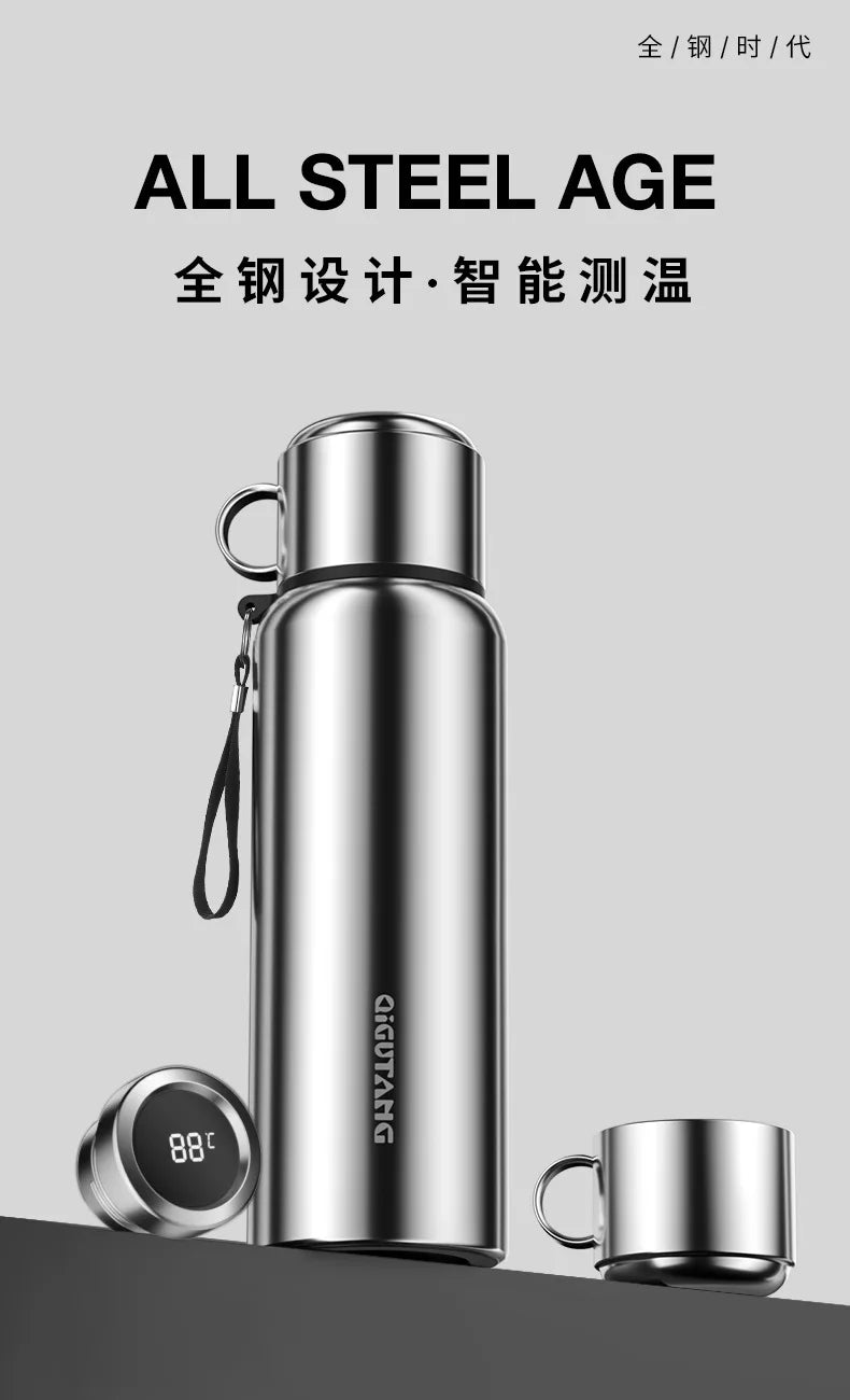 Large Capacity Insulated Stainless Steel Thermos with Temperature Display
