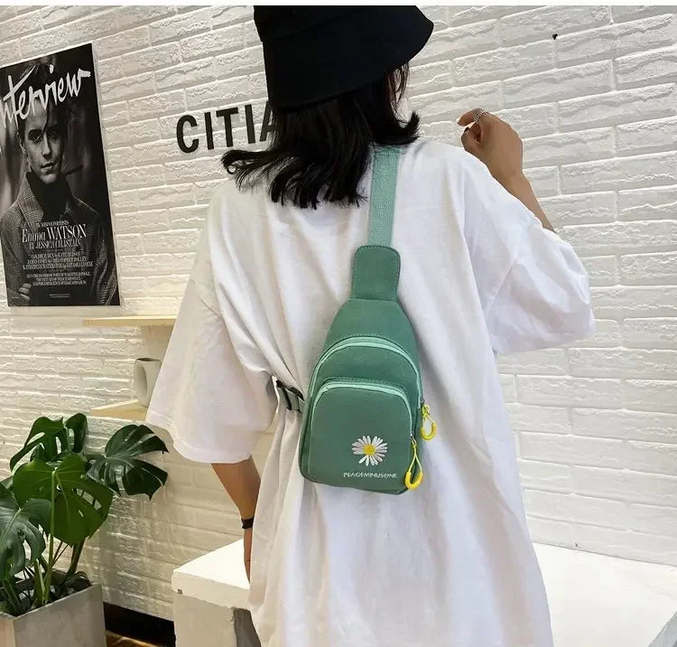 Stylish Embroidered Canvas Chest Bag | Women’s Daily Crossbody Bag