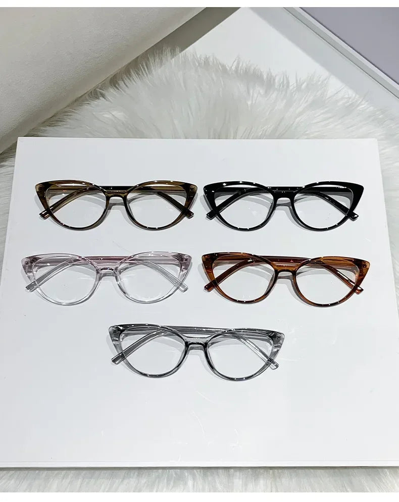 Fashionable cat-eye full-frame reading glasses, retro style, fashionable anti-blue light glasses, ladies' reading glasses