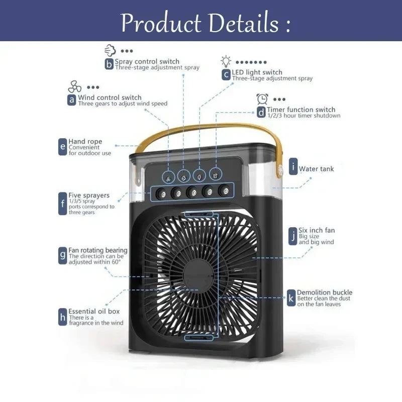 3-in-1 Portable Air Conditioner & Fan | Humidifier & Night Light