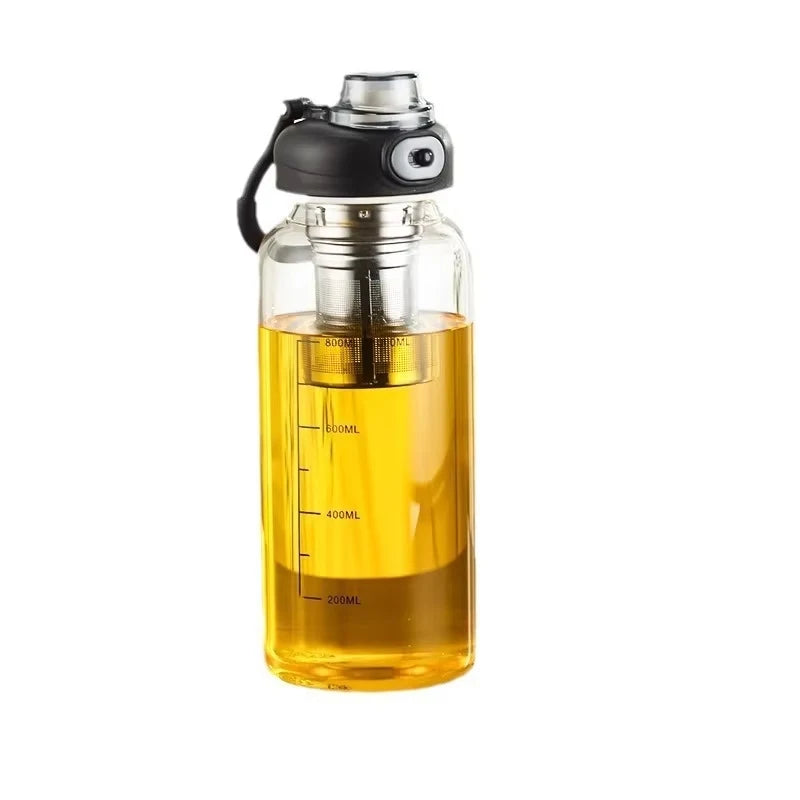 Large Capacity Glass Water Bottle with Tea Strainer | Ideal for Travel