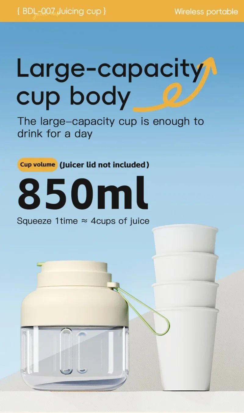 Portable Juicer Cup | USB Rechargeable Smoothie Blender for Home