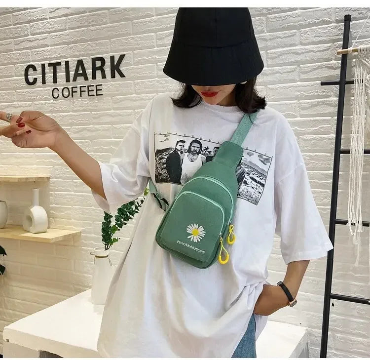 Stylish Embroidered Canvas Chest Bag | Women’s Daily Crossbody Bag
