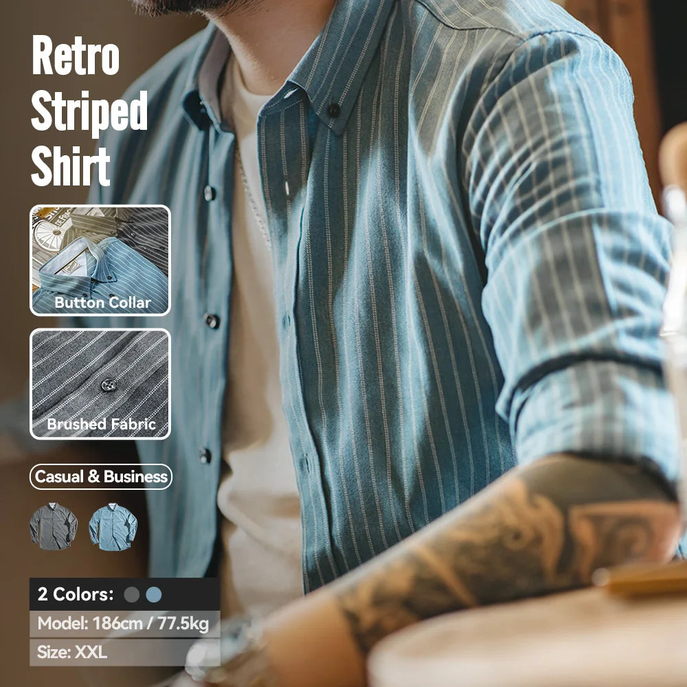 Men's Retro Vertical Stripe Long Sleeve Casual Shirt | Stylish Tops