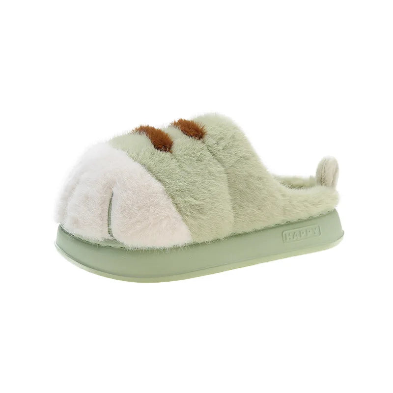 3D Cat Paw Plush Slippers | Cozy Warm Winter House Shoes