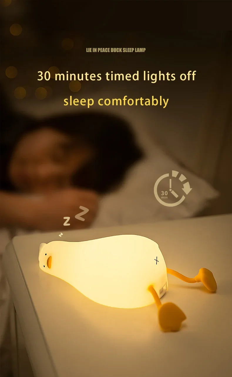 Bonita lámpara de noche LED con forma de pato | Lámpara de silicona regulable para guardería