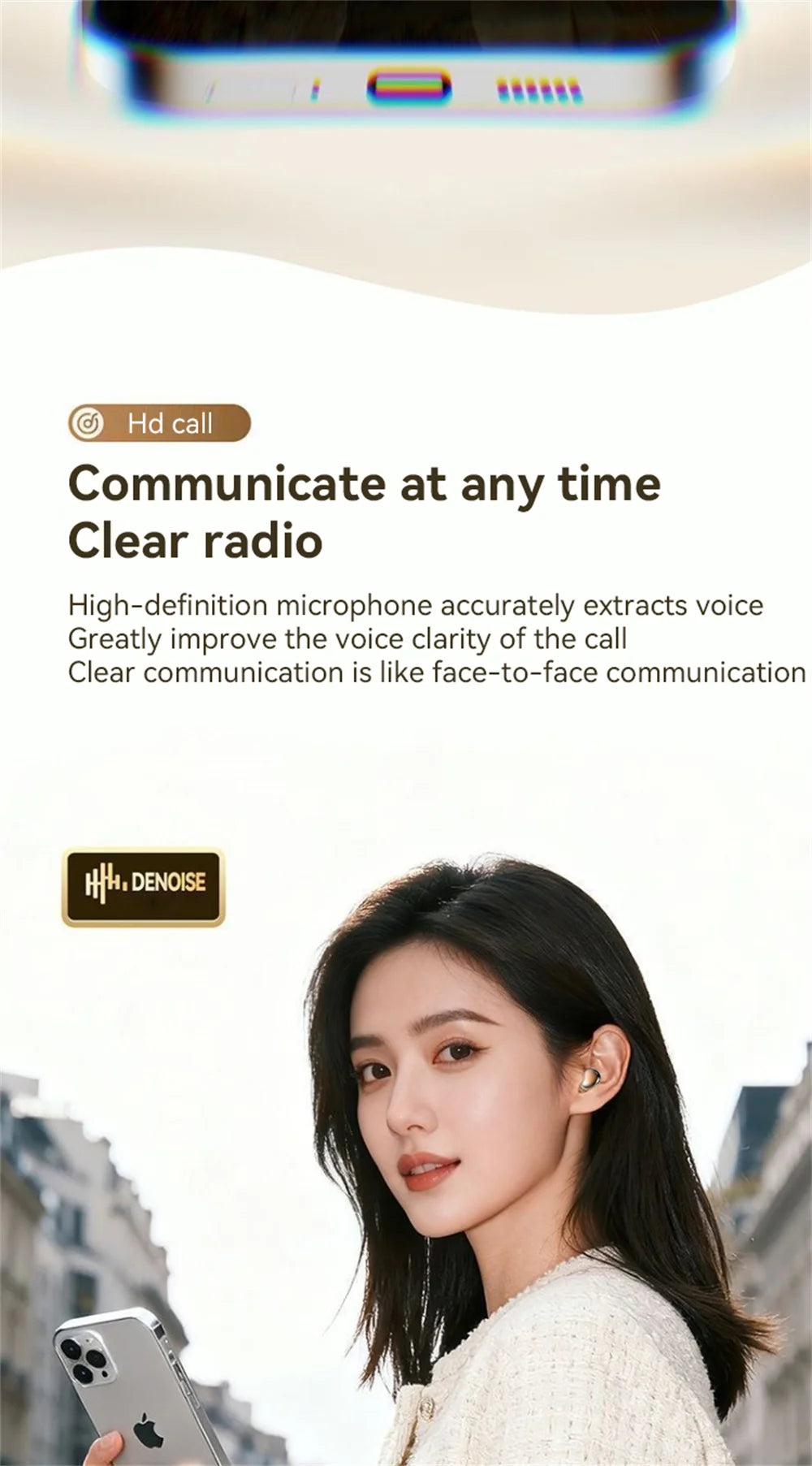 Fashion Plated In-ear Wireless Dual-Earphone Sports Earplugs Long Battery Life ENC Noise Reduction HD Call Couple Creative Gift