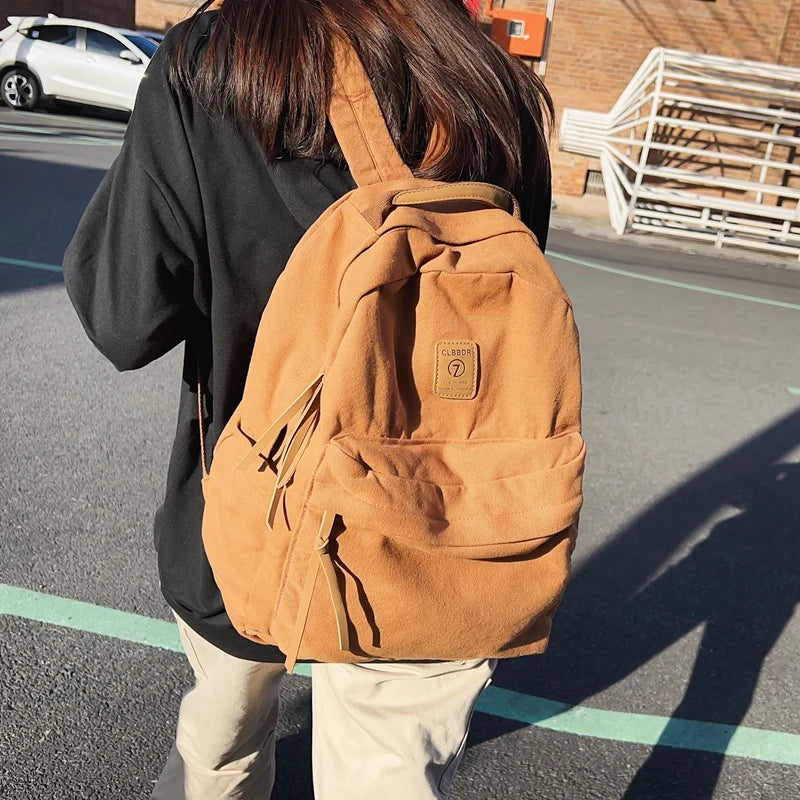 Casual Canvas Backpack for Students | Trendy Unisex College Bag