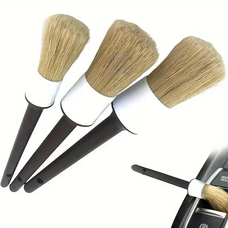 3PCS Car Detailing Brushes Set | Boar Hair Bristle Cleaning Tools